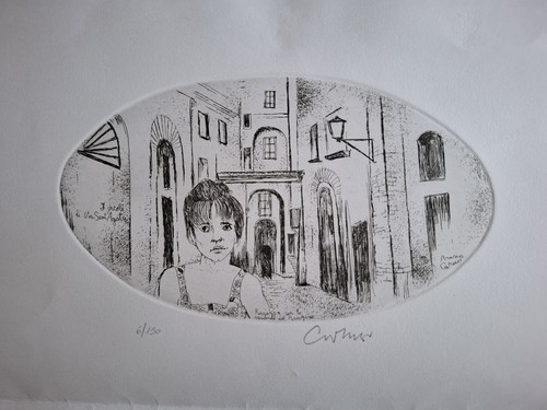 Acquaforte ragazza con lo - la,
